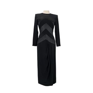 Vintage Bill Blass Evening Black Long Sleeve Gown - Size 8